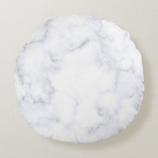 Witte marmertextuur rond kussen (Voorkant)