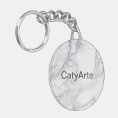 Witte marmertextuur sleutelhanger (Voorkant Links)