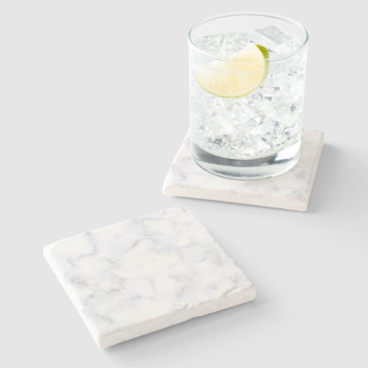 Witte marmertextuur stenen onderzetter (Zijkant)