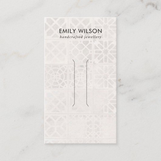 WITTE MAROKKAANSE TEGEL TEXTUUR HAARCLIP DISPLAY K VISITEKAARTJE (Voorkant)