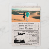 Witte Marokko Paspoort bruiloft uitnodiging (Voorkant / Achterkant)