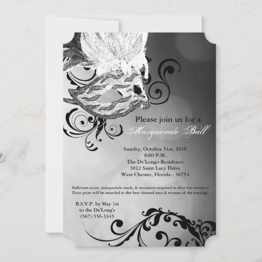 Witte Masquerade Ball Mask Kostuum Halloween Part Kaart (Voorkant)