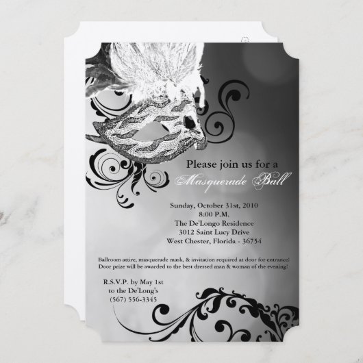 Witte Masquerade Ball Mask Kostuum Halloween Part Kaart (Voorkant / Achterkant)