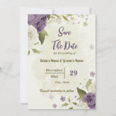 Witte & Mauve bloemen botanische bruiloft Save The Date (Voorkant)
