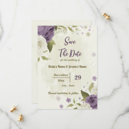 Witte & Mauve bloemen botanische bruiloft Save The Date