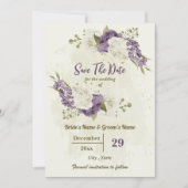 Witte & Mauve bloemen botanische bruiloft Save The Date (Voorkant)