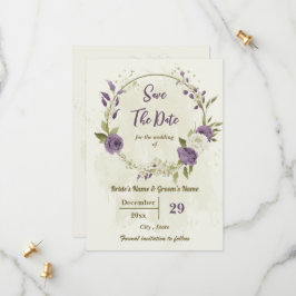 Witte & Mauve bloemen botanische bruiloft Save The Date