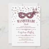 Witte Mauve Roze Masquerade Bal Verjaardagsfeest Kaart (Voorkant)