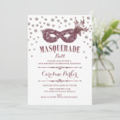 Witte Mauve Roze Masquerade Bal Verjaardagsfeest Kaart (Staand voorkant)