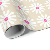 witte mazen met roze kruidnagels cadeaupapier (Rol Hoek)