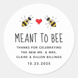 Witte Meant to Bee Honey Trouw Favor Tag Ronde Sticker