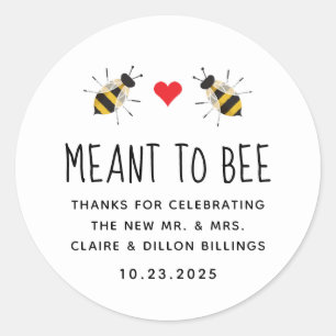 Witte Meant to Bee Honey Trouw Favor Tag Ronde Sticker