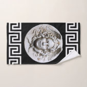 Witte Medusa Griekse Sleutel op Black Designer Bad Handdoek (Handdoek)