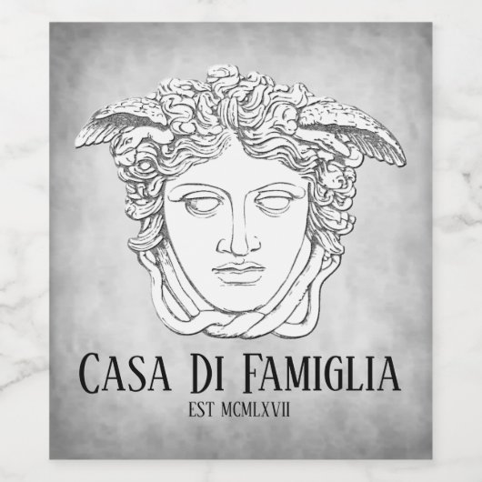 Witte Medusa Jouw tekst Wijn Etiket (Enkel label)