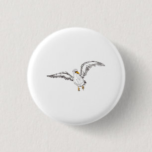 Witte meeuw vogel ronde button 3,2 cm