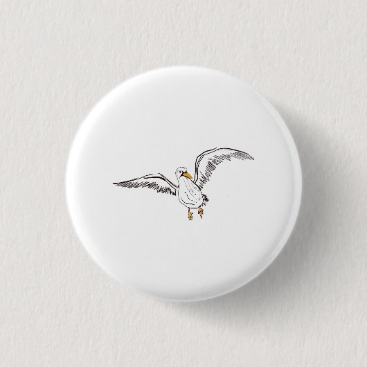 Witte meeuw vogel ronde button 3,2 cm (Voorkant)