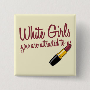 Witte meisjes vierkante button 5,1 cm