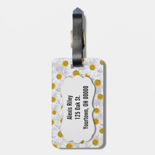 witte melkinkuiling met schuine label bagagelabel (Achterkant verticaal)