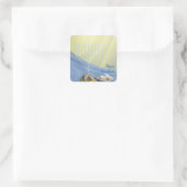 Witte Menorah Gouden Munten & Dreidels Happy Chano Vierkante Sticker (Tas)