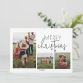 Witte MERRY Vakantie Kerstmis Kaart (Staand voorkant)