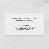 Witte mes, moderne gastronomische, chef-kok, koken visitekaartje (Achterkant)