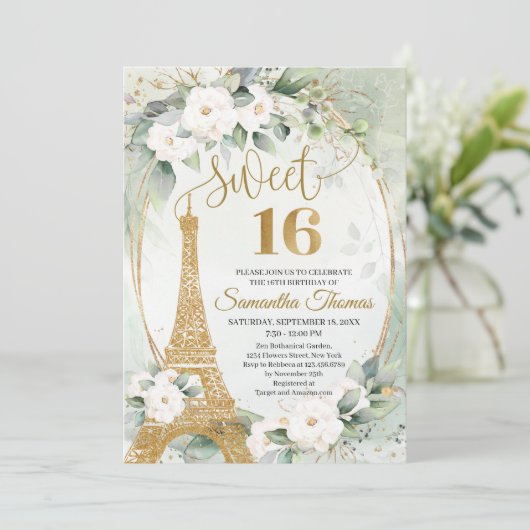 Witte messing van de Eiffeltoren van Parijs rost g Kaart (Staand voorkant)