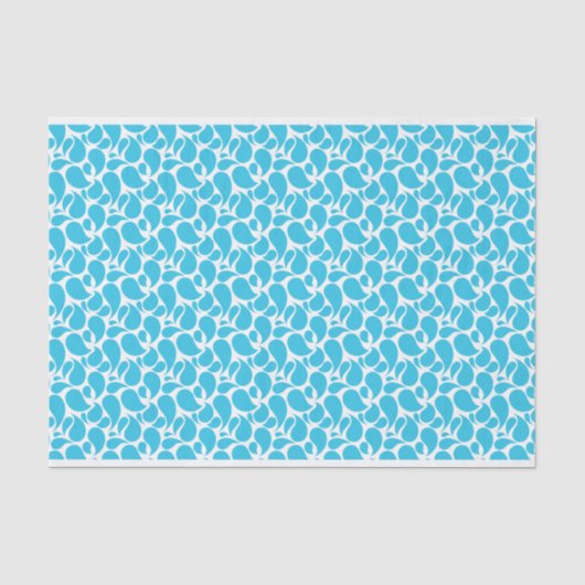 WITTE MET AQUA PAISLEY PATTERS TISSUEPAPIER (Voorkant)