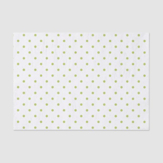 WITTE MET BLEKE LIME GROENE POLKA DOTS TISSUEPAPIER (Voorkant)
