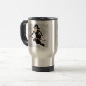 Witte met Broom Travel Mug Reisbeker (Voorkant links)