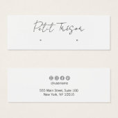 Witte met de hand geschreven script Oorbel display Mini Visitekaartjes (Voorkant /achterkant)