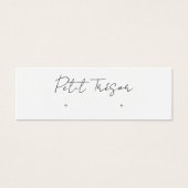 Witte met de hand geschreven script Oorbel display Mini Visitekaartjes (Voorkant)