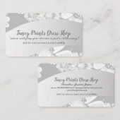 Witte, met de hand getrokken Floral Silvery Grey Visitekaartje (Voorkant / Achterkant)