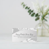 Witte, met de hand getrokken Floral Silvery Grey Visitekaartje (Staand voorkant)