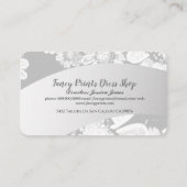 Witte, met de hand getrokken Floral Silvery Grey Visitekaartje (Achterkant)