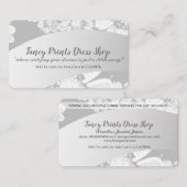 Witte, met de hand getrokken Floral Silvery Grey Visitekaartje (Voorkant / Achterkant)