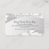 Witte, met de hand getrokken Floral Silvery Grey Visitekaartje (Achterkant)