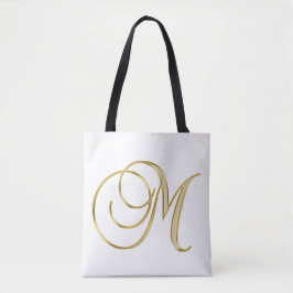 WITTE MET EEN GOLDEN BRIEF EN JOUW NAAM CANVAS TAS