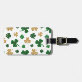 WITTE MET GROENE EN GOUDE GLITTER KIJKSJAMROCKS BAGAGELABEL