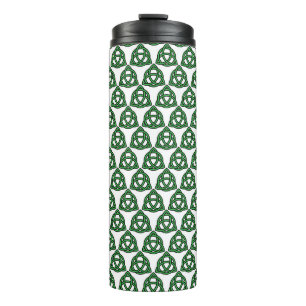 WITTE MET GROENE IERSE CELTISCHE KNOT PATTERS THERMOSBEKER