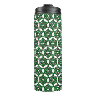 WITTE MET GROENE IERSE CELTISCHE KNOT PATTERS THERMOSBEKER