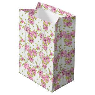 WITTE MET TINY PINK-STROMEN EN LIME GROENE VERLIES MEDIUM CADEAUZAKJE