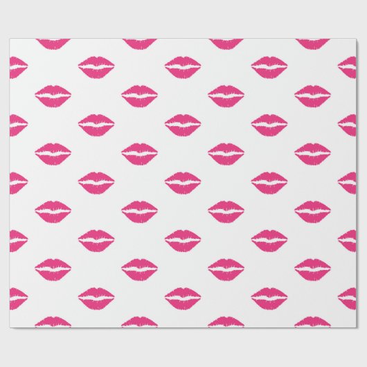 WITTE MET VALENTIJNSDAG LIPS VAN PINK CADEAUPAPIER (Vlak)