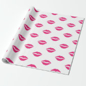 WITTE MET VALENTIJNSDAG LIPS VAN PINK CADEAUPAPIER (Uitgerold)