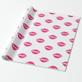 WITTE MET VALENTIJNSDAG LIPS VAN PINK CADEAUPAPIER