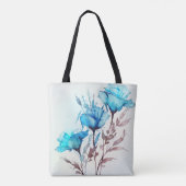 WITTE MET WATERVERF BLAUWE STROMEN TOTE BAG (Achterkant)