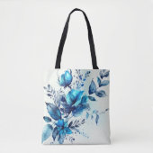 WITTE MET WATERVERF BLAUWE STROMEN TOTE BAG (Voorkant)