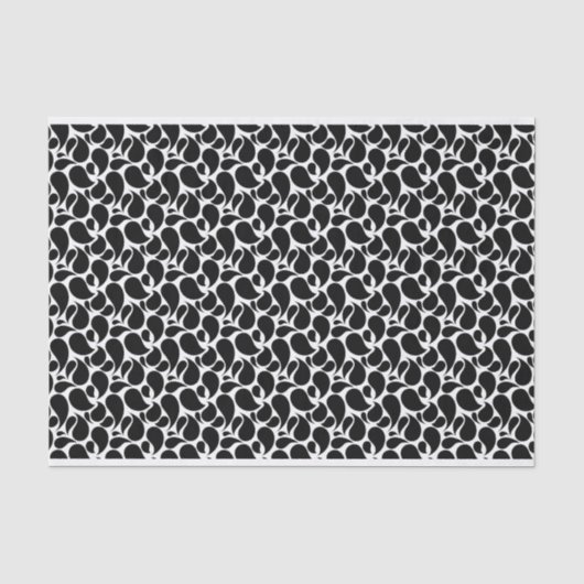 WITTE MET ZWARTE PAISLEY PATTERS TISSUEPAPIER (Voorkant)