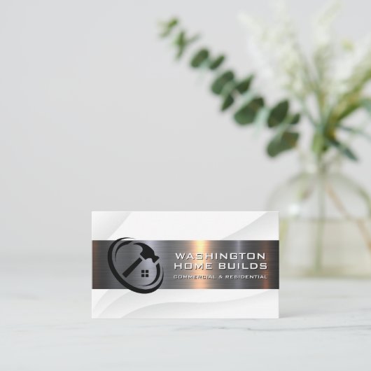 Witte metallische ondergrond visitekaartje (Staand voorkant)