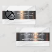 Witte metallische ondergrond visitekaartje (Voorkant / Achterkant)