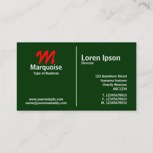 Witte Middelste Regel Monogram - Donkergroen Visitekaartje